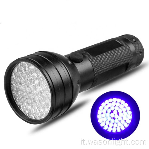 Wason Hot Sale Professional 51*LED 395nm lunghezza d&#39;onda Black Light UV Flashlight Ultraviolet Blacklight Detector Torch Light